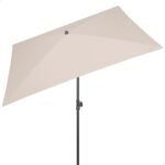 AKTIVE Sombrilla balcón rectangular inclinable 200 × 125 cm crema UV30 mástil acero Ø28/32 mm