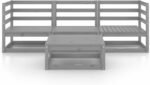 ZEYUAN Salón Jardín 4 Piezas Pino Macizo Modular Cojines 70 × 70 cm Gris - vista 4
