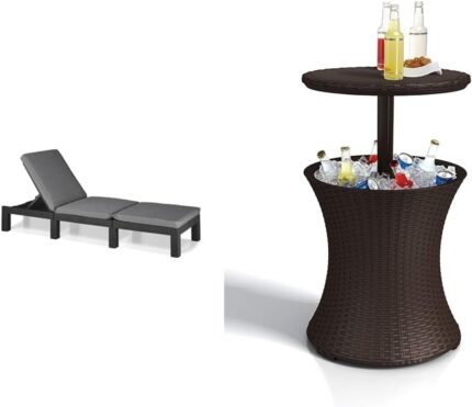 Keter Daytona Deluxe Tumbona Jardín Ratán 4 Posiciones Cojín Incluido 195 × 65 cm