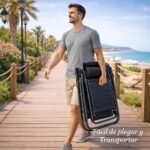 T-LoVendo Pack de 2 tumbonas plegables Zero Gravity con reposacabezas y portavasos - vista 3