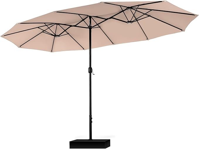 PHI VILLA Sombrilla Jardín 274 × 457 cm con Base Manivela Antiviento Impermeable