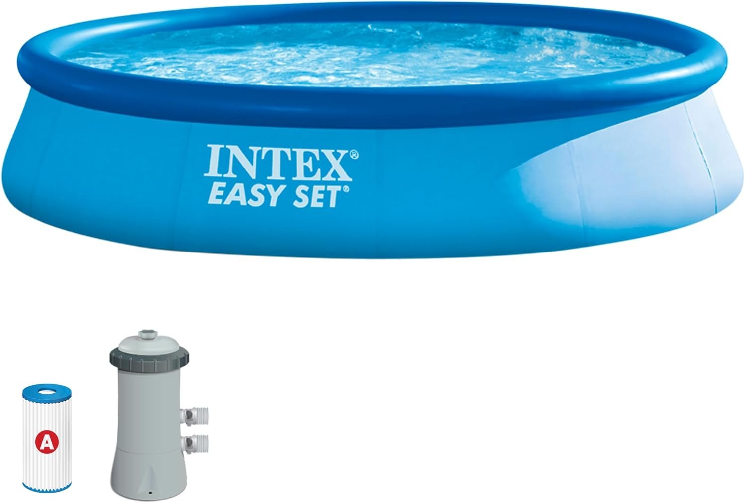 Intex Piscina Hinchable Easy Set 396 × 84 cm 7290 L Depuradora Familiar Azul