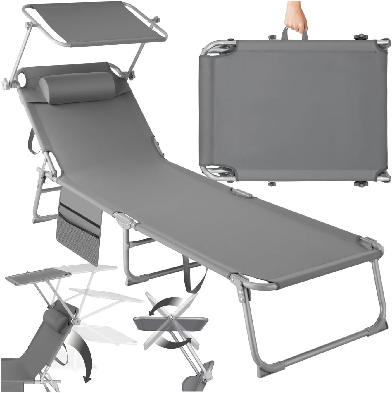Tectake Aurelie Tumbona plegable ajustable en 6 posiciones