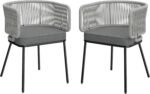 Outsunny Juego 2 Sillones Jardín Cuerda Resina Cojines Extraíbles Gris Acero