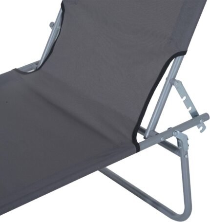 Outsunny Tumbona Plegable 187 × 58 cm 4 Posiciones Reposacabezas Toldo Gris Oxford - vista 2