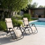 T-LoVendo Pack de 2 tumbonas plegables Zero Gravity con reposacabezas y portavasos - vista 3