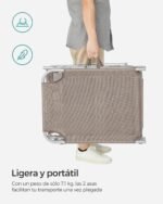 SONGMICS Tumbona Plegable 193 cm 150 kg Parasol Respaldo 4 Posiciones Topo - vista 3