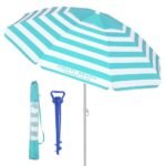 Monty Ombrellone da Spiaggia 200 cm UV 50+ – Antivento, Palo Inclinabile, Supporto Sabbia Incluso