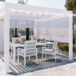 Naterial Clima Pergola Bioclimatica Autoportante 3×3,5 m – Alluminio Bianco, Lamelle Orientabili a Manovella