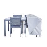 Naterial Copertura per Tavolo da Giardino 170×110×60 cm – Poliestere Impermeabile con Aeratori, Grigio Chiaro